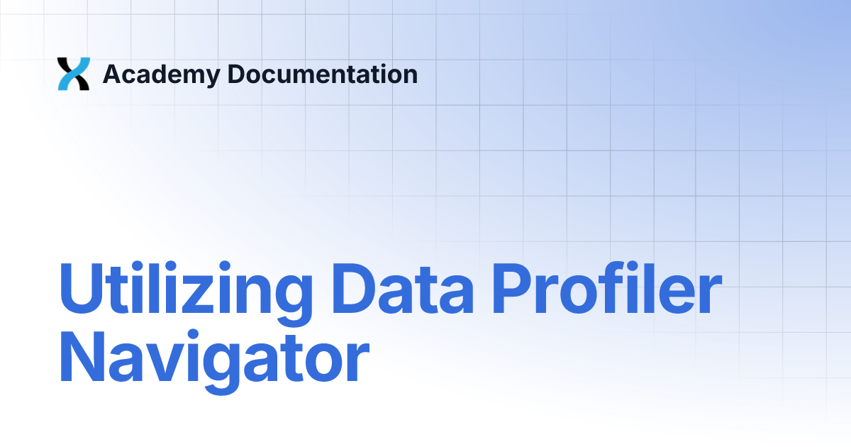 Utilizing Data Profiler Navigator Academy Documentation